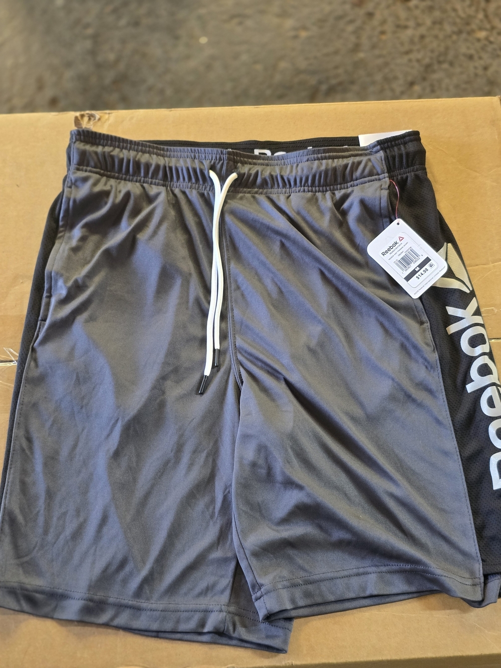 Reebok Men’s Gray Athletic Shorts with Drawstring